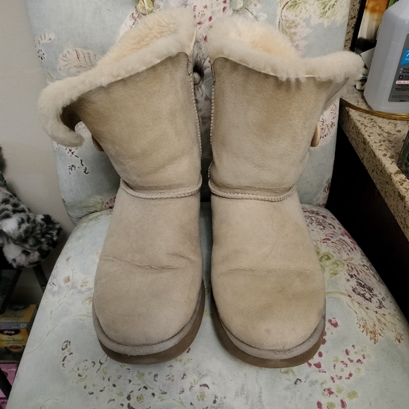 UGG Bailey Button Sand Colored Boots - Picture 1 of 7